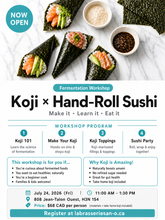 Charger l'image dans la galerie, Atelier Koji et sushis roulés à la main — Expérience de fermentation